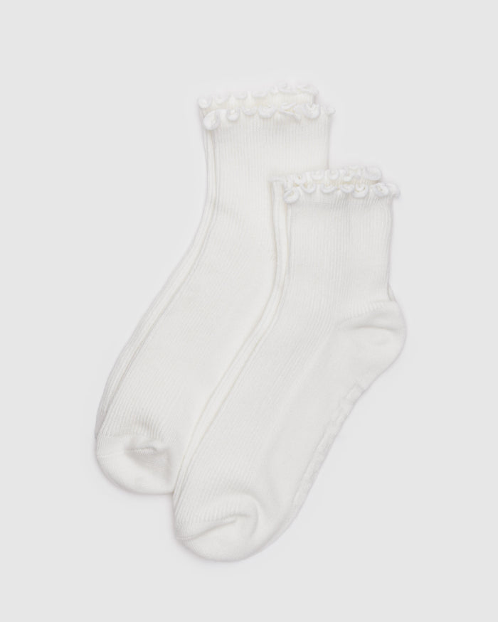 White Lettuce Edge Sock Set of 2 | BAGGU | Lettuce Edge Sock Set of 2