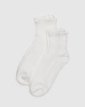 White Lettuce Edge Sock Set of 2 | BAGGU | Lettuce Edge Sock Set of 2