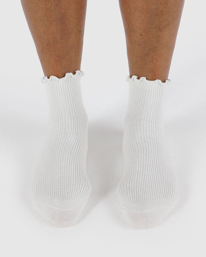 White Lettuce Edge Sock Set of 2 | BAGGU | Lettuce Edge Sock Set of 2