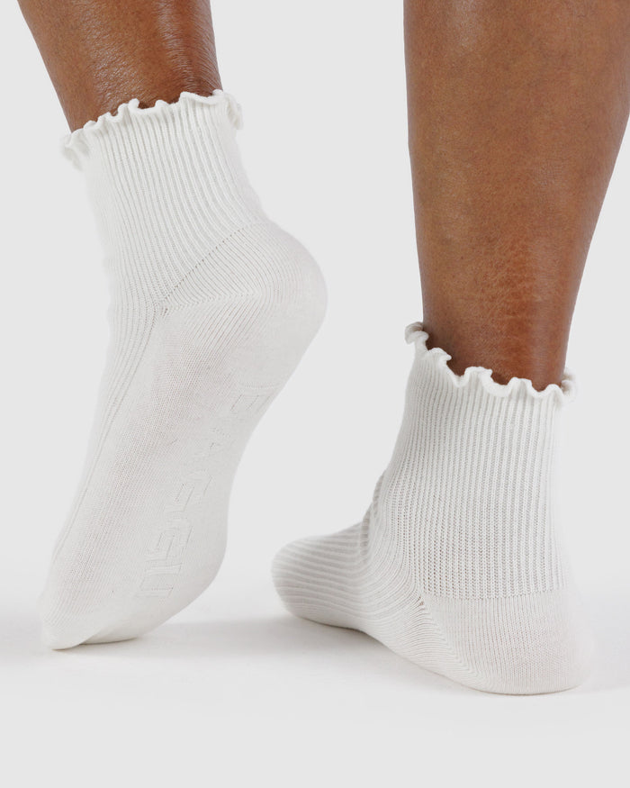 White Lettuce Edge Sock Set of 2 | BAGGU | Lettuce Edge Sock Set of 2